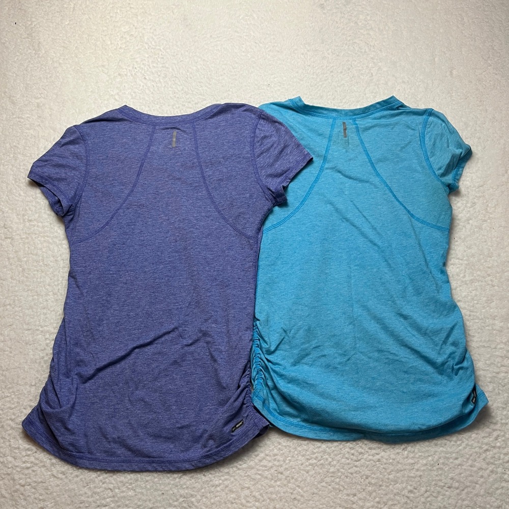 Danskin Now T-Shirt Womens M Blue Purple 2 Pack Semi-Fitted Ruched Active Tops - Picture 11 of 13